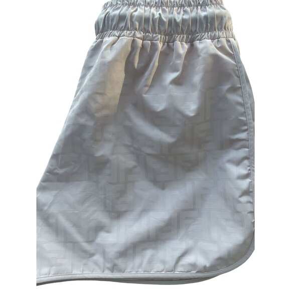 Fendi Womens Beige Monogram Nylon Drawstring Shorts With Elastic Waistband - Picture 6 of 11